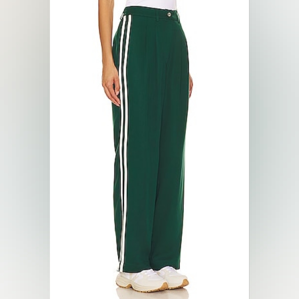 Size L Large 8-10 Pleated Stripe Pant in Hunter DONNI Hunter green track